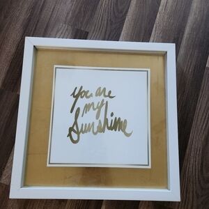 You Are My Sunshine Gold and White Framed Photo Perfect for a Nursery.